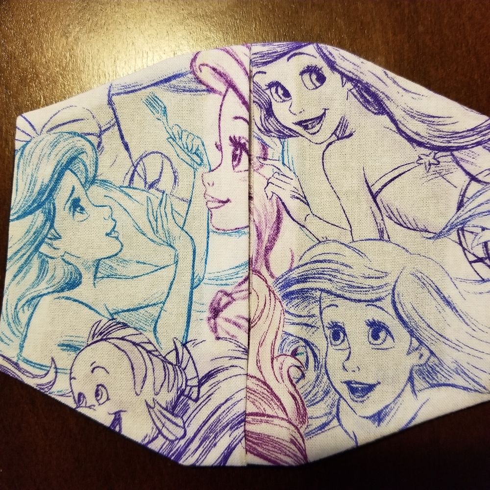 Kids Ariel Little Mermaid Cotton Facemask - Picture 3 of 4
